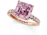 Rose gold Fancy Pink Asscher Cut Diamond Pavé Solitaire Ring with Round Band and Prong Setting_13