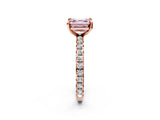 Rose gold Fancy Pink Asscher Cut Diamond Pavé Solitaire Ring with Round Band and Prong Setting_14