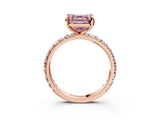 Rose gold Fancy Pink Asscher Cut Diamond Pavé Solitaire Ring with Round Band and Prong Setting_15