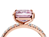 Rose gold Fancy Pink Asscher Cut Diamond Pavé Solitaire Ring with Round Band and Prong Setting_16