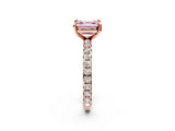 Rose gold Fancy Pink Asscher Cut Diamond Pavé Solitaire Ring with Round Band and Prong Setting_26