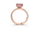 Rose gold Fancy Pink Asscher Cut Diamond Pavé Solitaire Ring with Round Band and Prong Setting_27