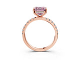 Rose gold Fancy Pink Asscher Cut Diamond Pave Band Solitaire Ring with Four-Prong Setting_21