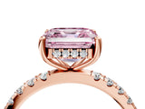 Rose gold Fancy Pink Asscher Cut Diamond Pave Band Solitaire Ring with Four-Prong Setting_22