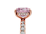 Rose gold Fancy Pink Asscher Cut Diamond Pave Band Solitaire Ring with Four-Prong Setting_23