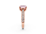 Rose gold Fancy Pink Asscher  Cut Diamond Pave Band with Four-Prong Setting_24