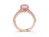 Rose gold Fancy Pink Asscher  Cut Diamond Pave Band with Four-Prong Setting_25