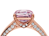 Rose gold Fancy Pink Asscher  Cut Diamond Pave Band with Four-Prong Setting_26