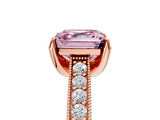 Rose gold Fancy Pink Asscher  Cut Diamond Pave Band with Four-Prong Setting_27