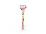 Rose gold Fancy Pink Asscher  Cut Diamond Ring with Baguette Side Stones, Channel Set Band, and Four-Prong Setting_12