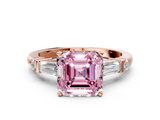 Rose gold Fancy Pink Asscher  Cut Diamond Ring with Baguette Side Stones, Channel Set Band, and Four-Prong Setting_28