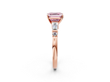 Rose gold Fancy Pink Asscher  Cut Diamond Ring with Baguette Side Stones, Channel Set Band, and Four-Prong Setting_30
