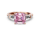 Rose gold Fancy Pink Asscher  Cut Diamond Ring with Baguette Side Stones, Channel Set Band, and Four-Prong Setting_39