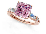 Rose gold Fancy Pink Asscher  Cut Diamond Ring with Baguette Side Stones, Channel Set Band, and Four-Prong Setting_40