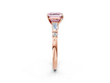 Rose gold Fancy Pink Asscher  Cut Diamond Ring with Baguette Side Stones, Channel Set Band, and Four-Prong Setting_41