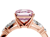 Rose gold Fancy Pink Asscher  Cut Diamond Ring with Baguette Side Stones, Channel Set Band, and Four-Prong Setting_43