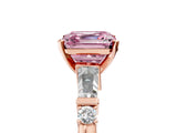 Rose gold Fancy Pink Asscher  Cut Diamond Ring with Baguette Side Stones, Channel Set Band, and Four-Prong Setting_44