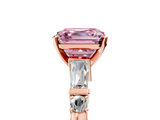 Rose gold Fancy Pink Asscher  Cut Diamond Ring with Baguette Side Stones, Channel Set Band, and Four-Prong Setting_5