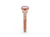 Rose gold Fancy Pink Asscher Cut Diamond Ring with Milgrain Pavé Band and Four-Prong Setting_27