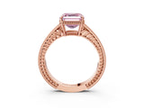 Rose gold Fancy Pink Asscher Cut Diamond Ring with Milgrain Pavé Band and Four-Prong Setting_28