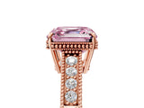 Rose gold Fancy Pink Asscher Cut Diamond Ring with Milgrain Pavé Band and Four-Prong Setting_30