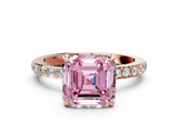 Rose gold Fancy Pink Asscher  Cut Diamond Ring with Pavé Band and Four-Prong Setting_17