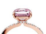 Rose gold Fancy Pink Asscher  Cut Diamond Ring with Pavé Band and Four-Prong Setting_21