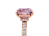 Rose gold Fancy Pink Asscher  Cut Diamond Ring with Pavé Band and Four-Prong Setting_22