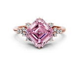 Rose gold Fancy Pink Asscher Cut Diamond Ring with Side Stones and Four-Prong Setting_63