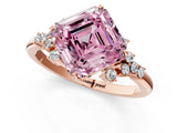 Rose gold Fancy Pink Asscher Cut Diamond Ring with Side Stones and Four-Prong Setting_64