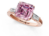 Rose gold Fancy Pink Asscher  Cut Diamond Ring with Tapered Baguette Side Stones in Four-Prong Setting_4
