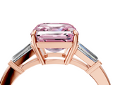 Rose gold Fancy Pink Asscher  Cut Diamond Ring with Tapered Baguette Side Stones in Four-Prong Setting_7