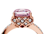 Rose gold Fancy Pink Asscher Cut Diamond Scalloped Halo Engagement Ring with Round Shared Prong Band_16