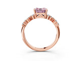 Rose gold Fancy Pink Asscher Cut Diamond Scattered Round Accent Ring with Prong Setting_15