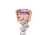 Rose gold Fancy Pink Asscher Cut Diamond Scattered Round Accent Ring with Prong Setting_17