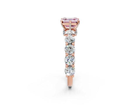 Rose gold Fancy Pink Asscher Cut Diamond Side Stone Engagement Ring with Four-Prong Setting_38