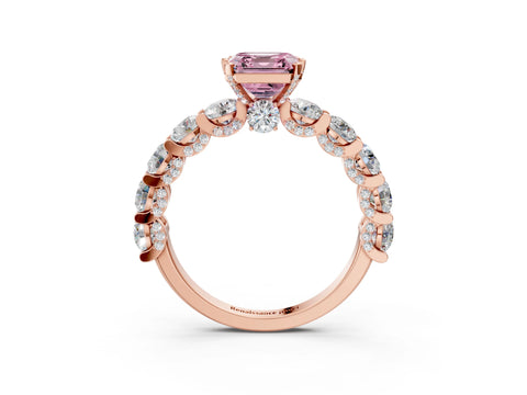 Rose gold Fancy Pink Asscher Cut Diamond Side Stone Engagement Ring with Four-Prong Setting_39