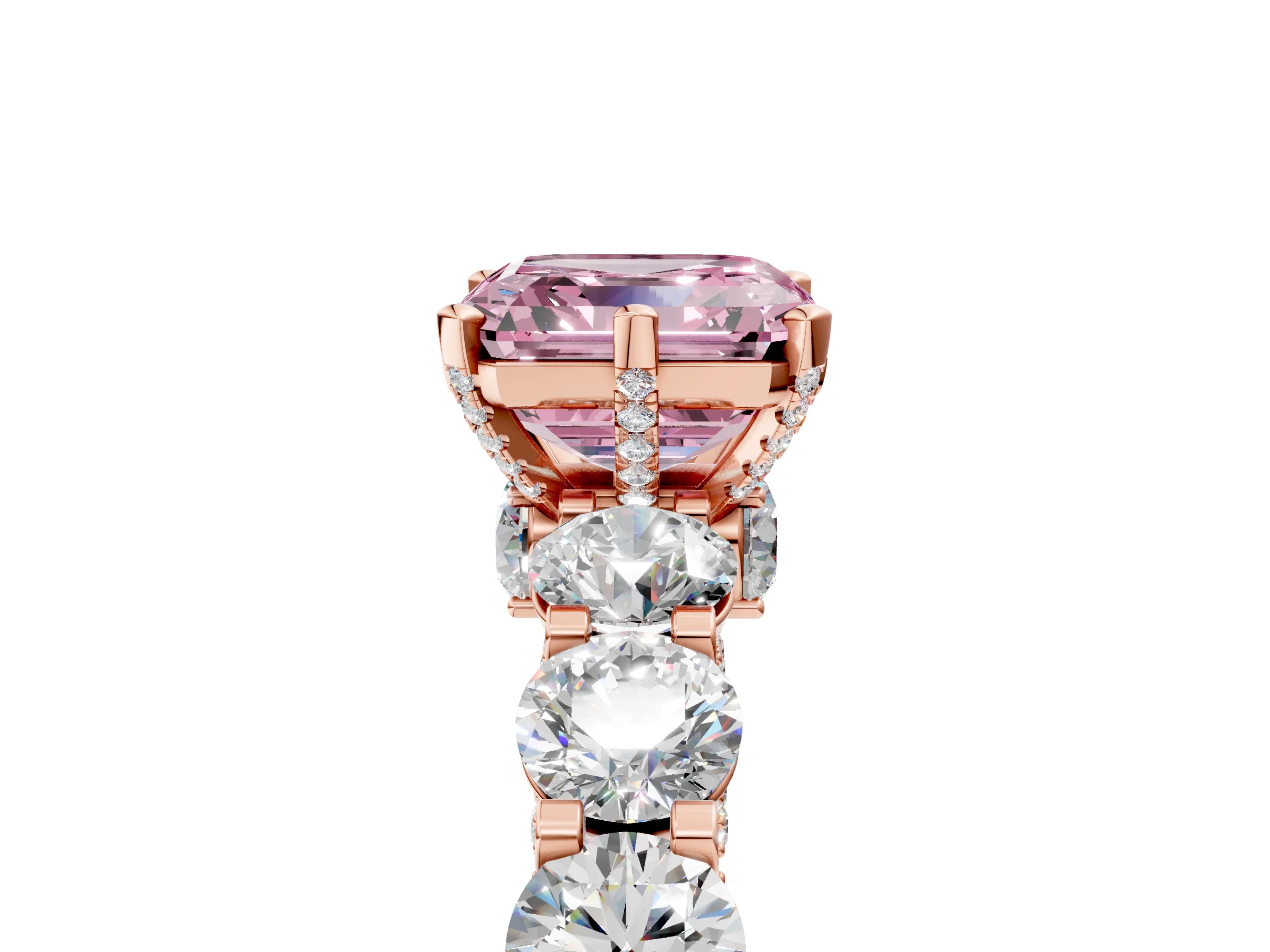 Rose gold Fancy Pink Asscher Cut Diamond Side Stone Engagement Ring with Four-Prong Setting_41