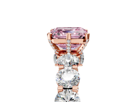Rose gold Fancy Pink Asscher Cut Diamond Side Stone Engagement Ring with Four-Prong Setting_41