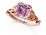 Rose gold Fancy Pink Asscher Cut Diamond Solitaire Celtic Knot Ring with Four-Prong Setting_35