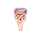 Rose gold Fancy Pink Asscher Cut Diamond Solitaire Celtic Knot Ring with Four-Prong Setting_39