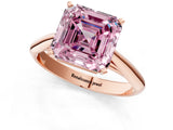 Rose gold Fancy Pink Asscher Cut Diamond Solitaire Engagement Ring with Cathedral Setting and Four-Prong Mount_25