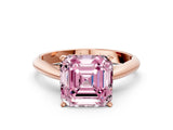 Rose gold Fancy Pink Asscher Cut Diamond Solitaire Engagement Ring with Cathedral Setting and Four-Prong Mount_30