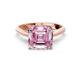 Rose gold Fancy Pink Asscher Cut Diamond Solitaire Engagement Ring with Cathedral Setting and Four-Prong Mount_72