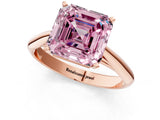 Rose gold Fancy Pink Asscher Cut Diamond Solitaire Engagement Ring with Cathedral Setting and Four-Prong Mount_73