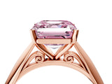 Rose gold Fancy Pink Asscher Cut Diamond Solitaire Engagement Ring with Cathedral Setting and Four-Prong Mount_76