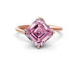 Rose gold Fancy Pink Asscher Cut Diamond Solitaire Engagement Ring with Four-Prong Setting and Classic Band_55