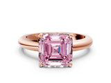Rose gold Fancy Pink Asscher Cut Diamond Solitaire Engagement Ring with Round Band and Four-Prong Setting_94