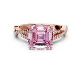 Rose gold Fancy Pink Asscher Cut Diamond Solitaire Engagement Ring with Twisted Pavé Band and Four-Prong Setting_59