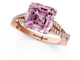 Rose gold Fancy Pink Asscher Cut Diamond Solitaire Engagement Ring with Twisted Pavé Band and Four-Prong Setting_60